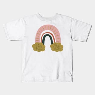 Pink and gold rainbow Kids T-Shirt